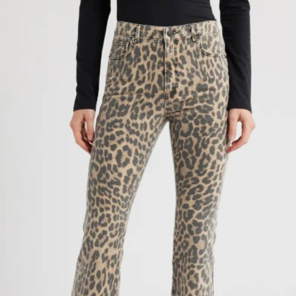 Good American Kick Flare Jeans Lucky Leopard Sz 16 NWT - Picture 5 of 9